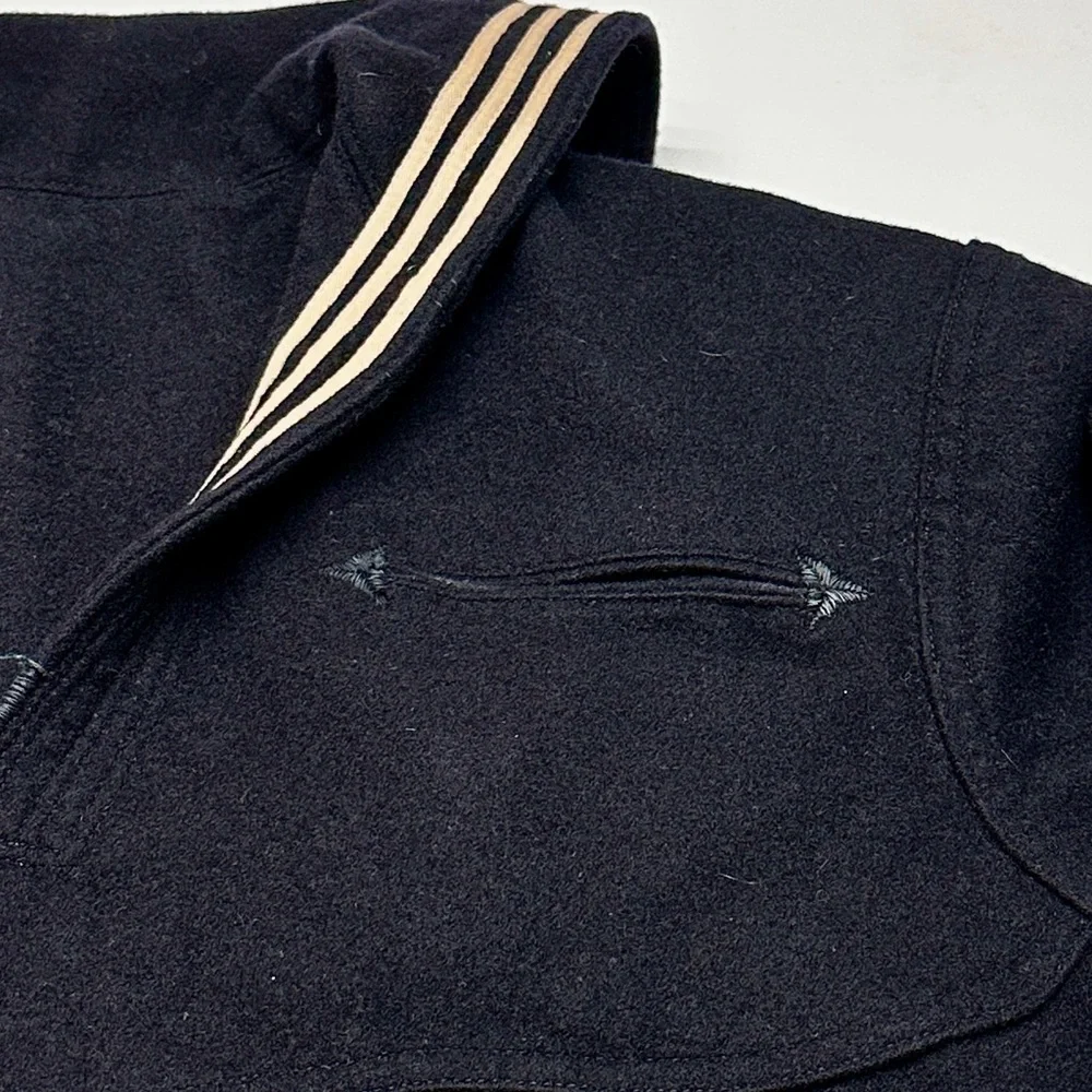 Vintage possibly WWll Navy Blue wool undress jumper Sailor size small (B7)‎